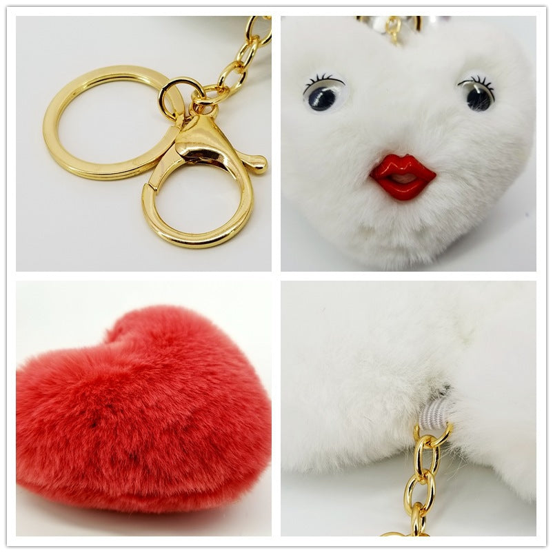 Wholesale Alloy Cute Love Fur Ball Key Chain
