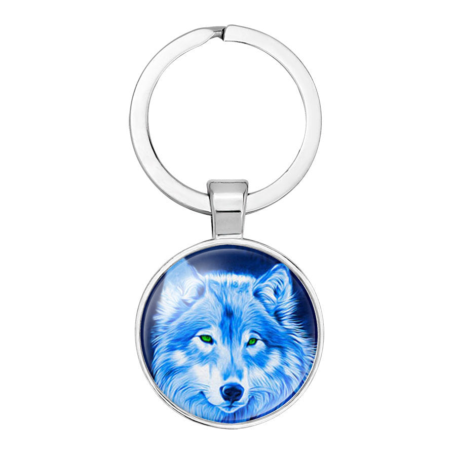 Wholesale Glass Wolf Totem Pendant Alloy Creative Keychain