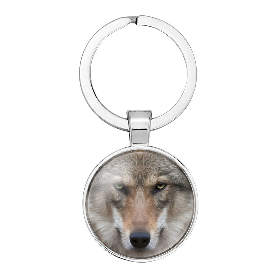 Wholesale Glass Wolf Totem Pendant Alloy Creative Keychain