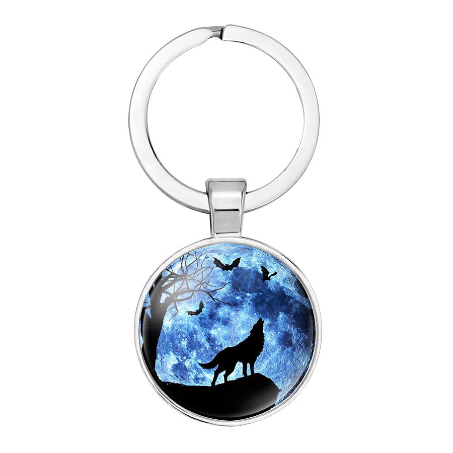 Wholesale Glass Wolf Totem Pendant Alloy Creative Keychain
