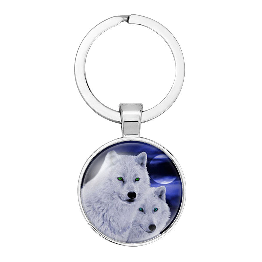 Wholesale Glass Wolf Totem Pendant Alloy Creative Keychain