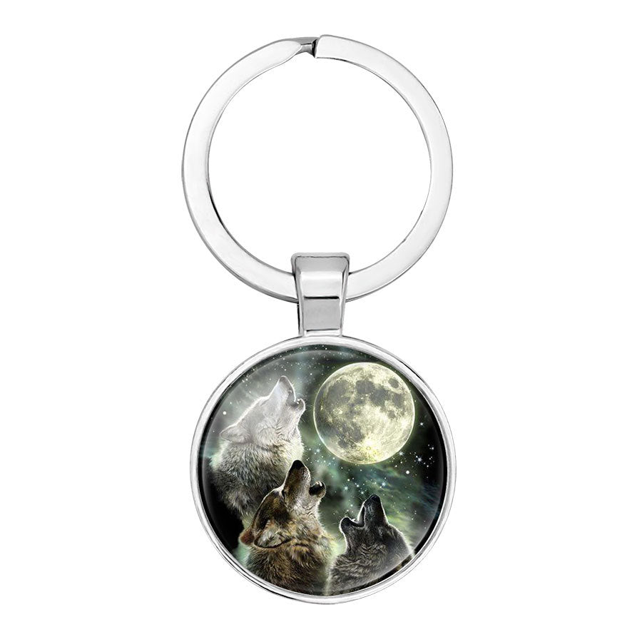Wholesale Glass Wolf Totem Pendant Alloy Creative Keychain