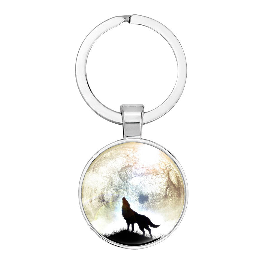 Wholesale Glass Wolf Totem Pendant Alloy Creative Keychain