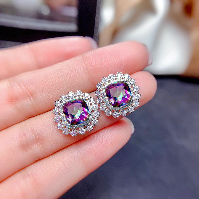 Wholesale Colorful Zircon Necklace Earrings Ring Set OLY-RS-Caoshi003