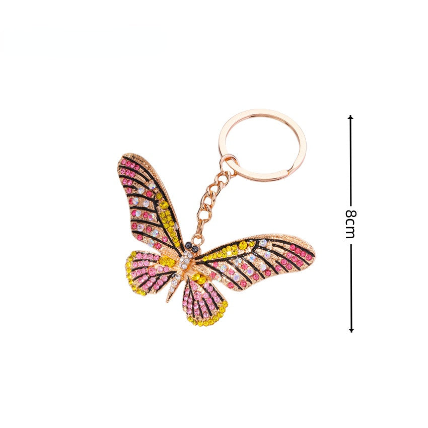 Venta al por mayor Llavero creativo de mariposa de diamantes de imitación de metal