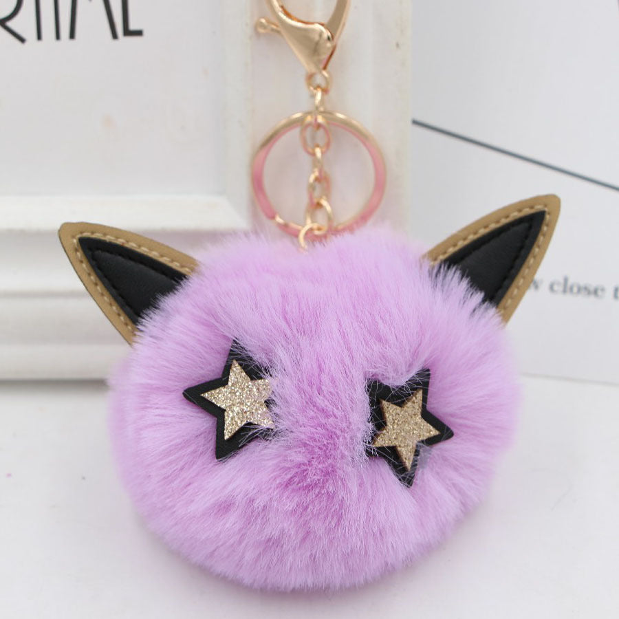 Wholesale Imitation Fur Five-pointed Star Hair Ball Key Chain