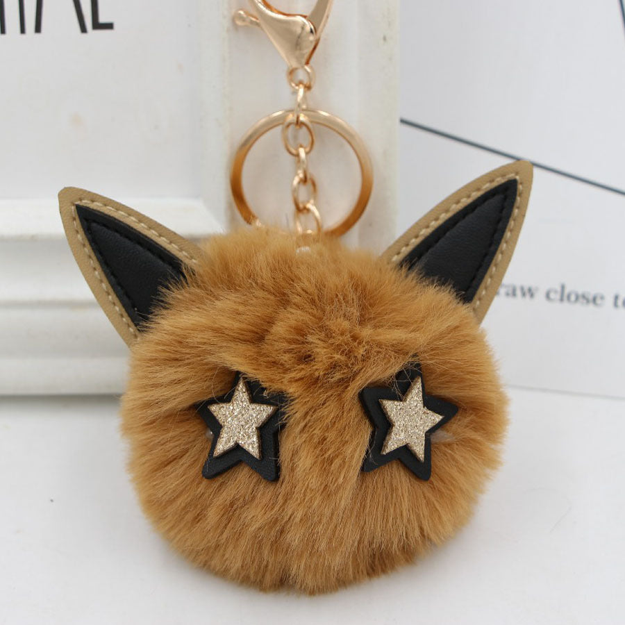 Wholesale Imitation Fur Five-pointed Star Hair Ball Key Chain