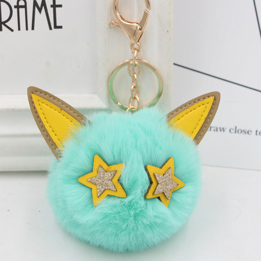 Wholesale Imitation Fur Five-pointed Star Hair Ball Key Chain