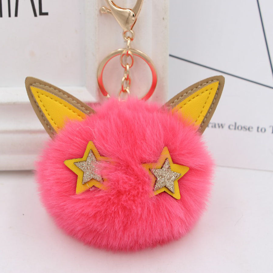 Wholesale Imitation Fur Five-pointed Star Hair Ball Key Chain