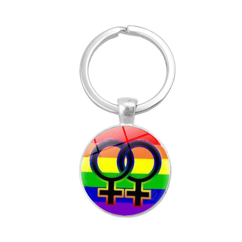 Wholesale Gay Pride LGBT Time Stone Zinc Alloy Keychain