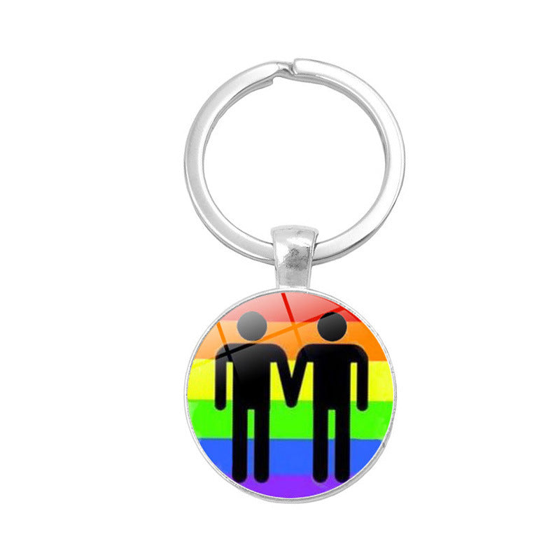 Wholesale Gay Pride LGBT Time Stone Zinc Alloy Keychain