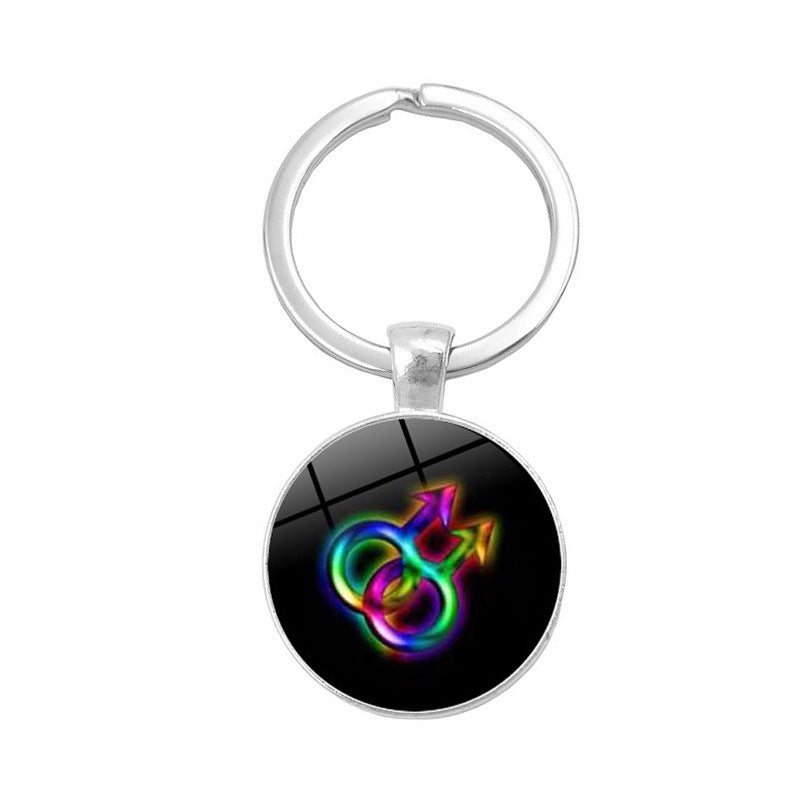 Wholesale Gay Pride LGBT Time Stone Zinc Alloy Keychain