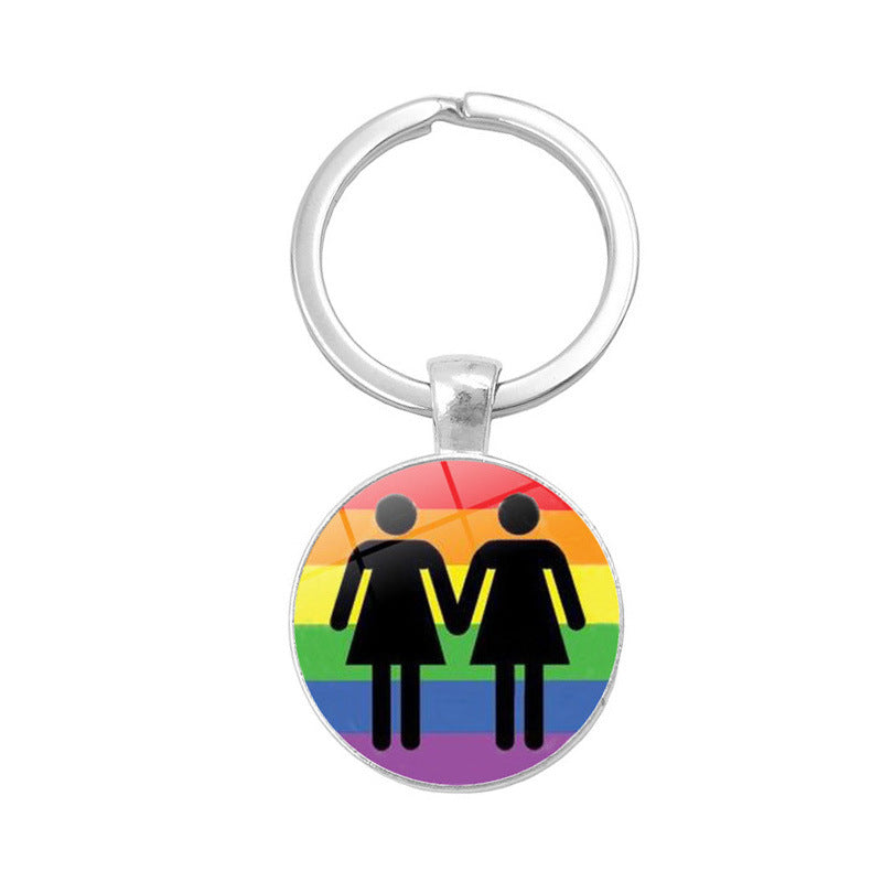 Wholesale Gay Pride LGBT Time Stone Zinc Alloy Keychain