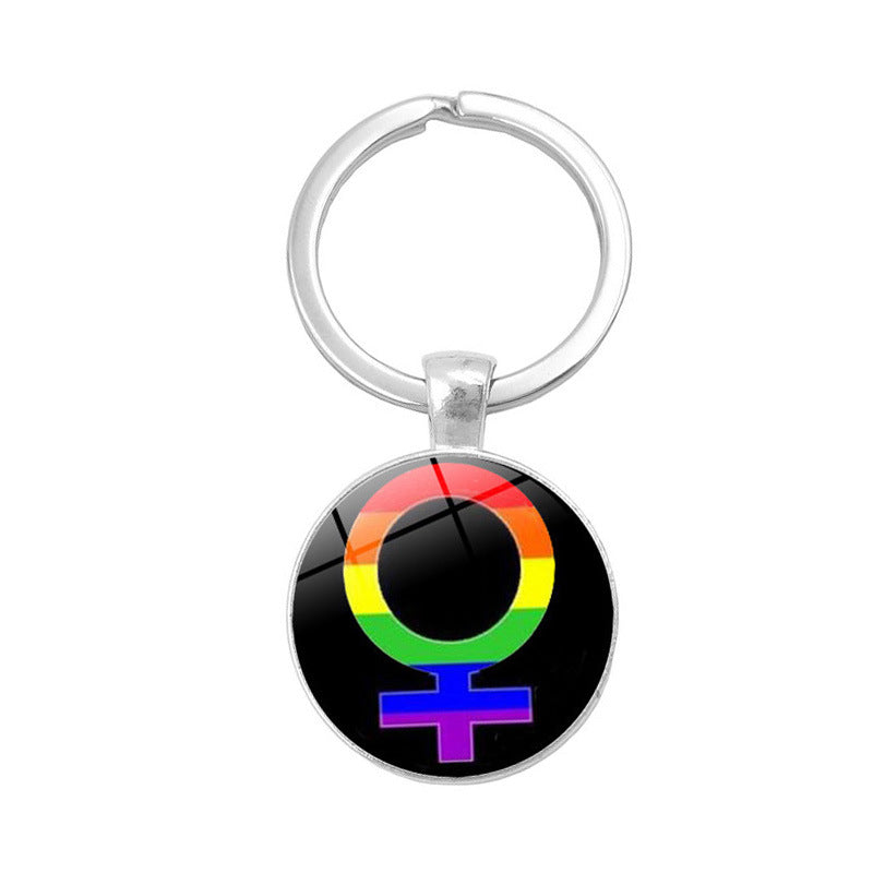 Wholesale Gay Pride LGBT Time Stone Zinc Alloy Keychain