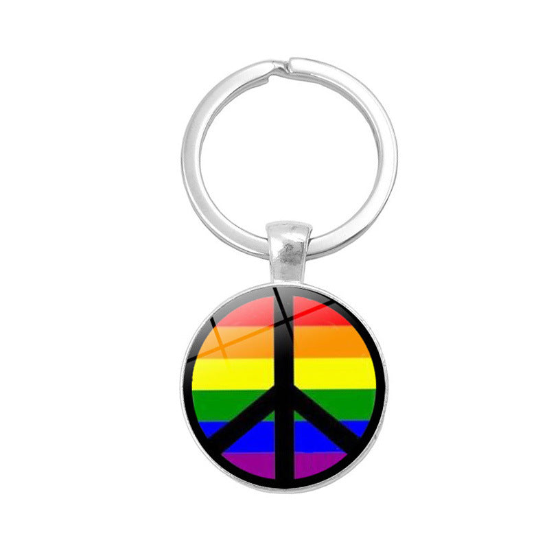 Wholesale Gay Pride LGBT Time Stone Zinc Alloy Keychain