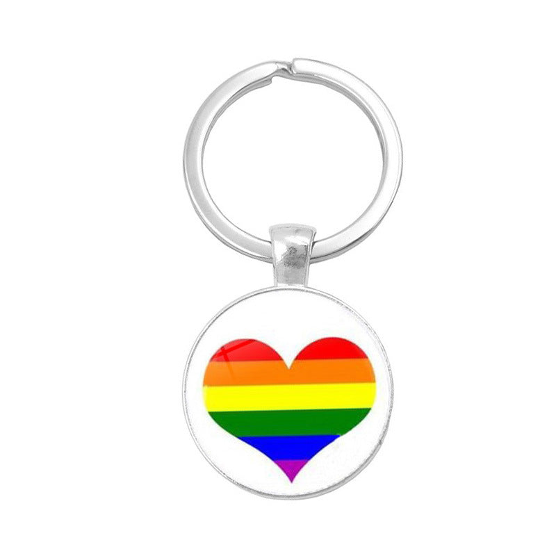 Wholesale Gay Pride LGBT Time Stone Zinc Alloy Keychain