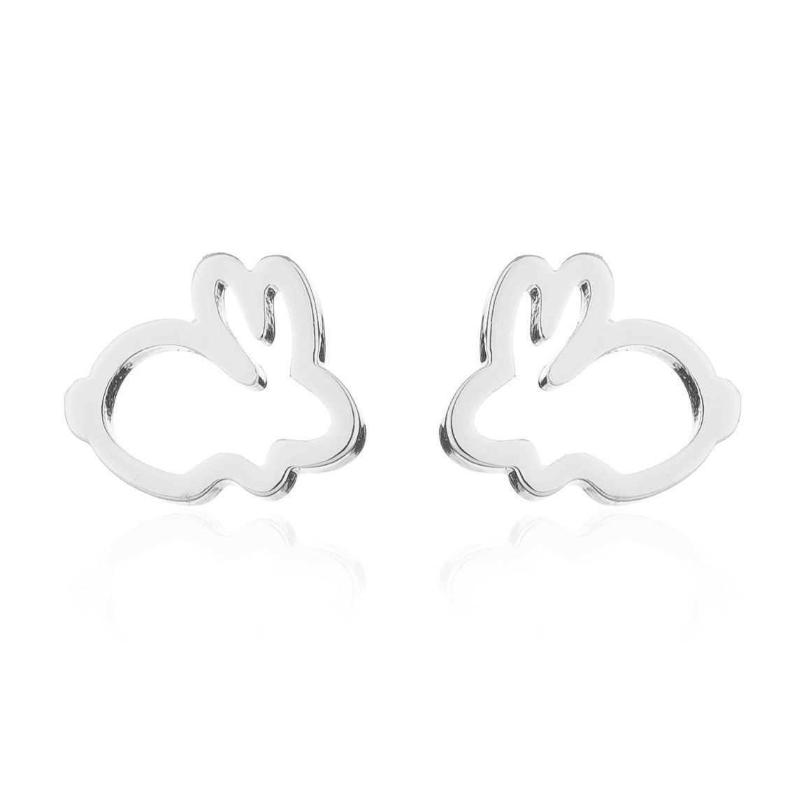 Wholesale Cute Hollow Rabbit Stainless steel Ear Studs