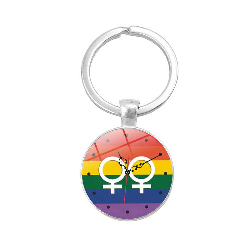 Wholesale Gay Pride LGBT Time Stone Zinc Alloy Keychain