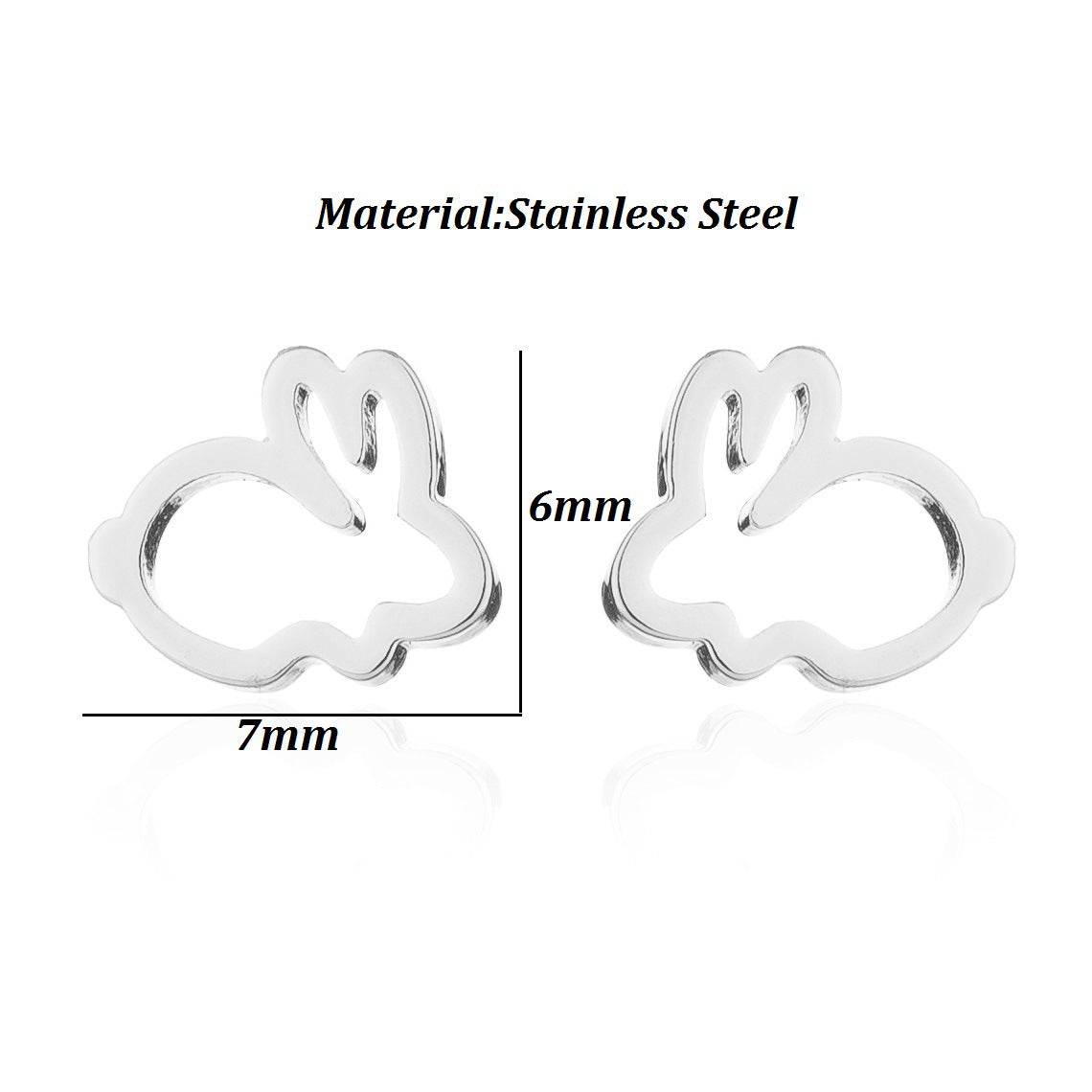 Wholesale Cute Hollow Rabbit Stainless steel Ear Studs