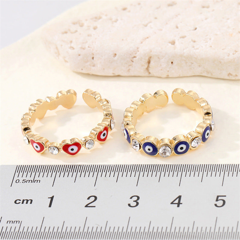 Wholesale Ring Alloy Rhinestone Devil Eye Adjustable OLY-RS-JJ001