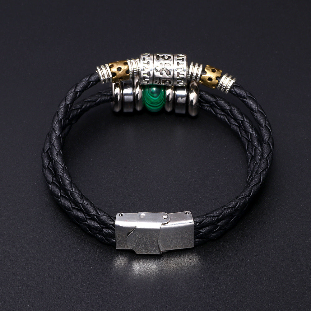 Wholesale Stainless Steel Turquoise Leather Bracelet