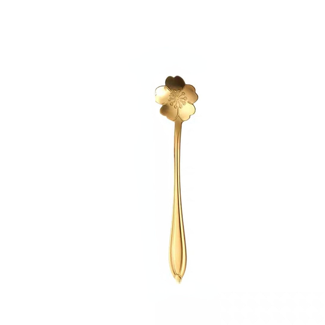 Wholesale Golden Cherry Blossom Spoon Stainless Steel
