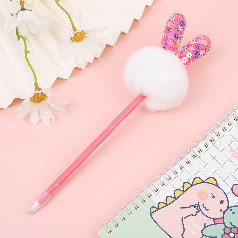 Bolígrafo plástico al por mayor de la bola de la piel del oído del conejo