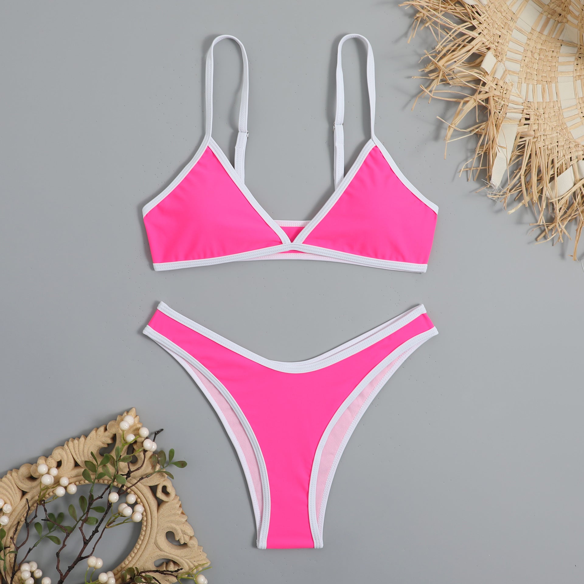 Wholesale Solid Triangle Polyester Swimwear