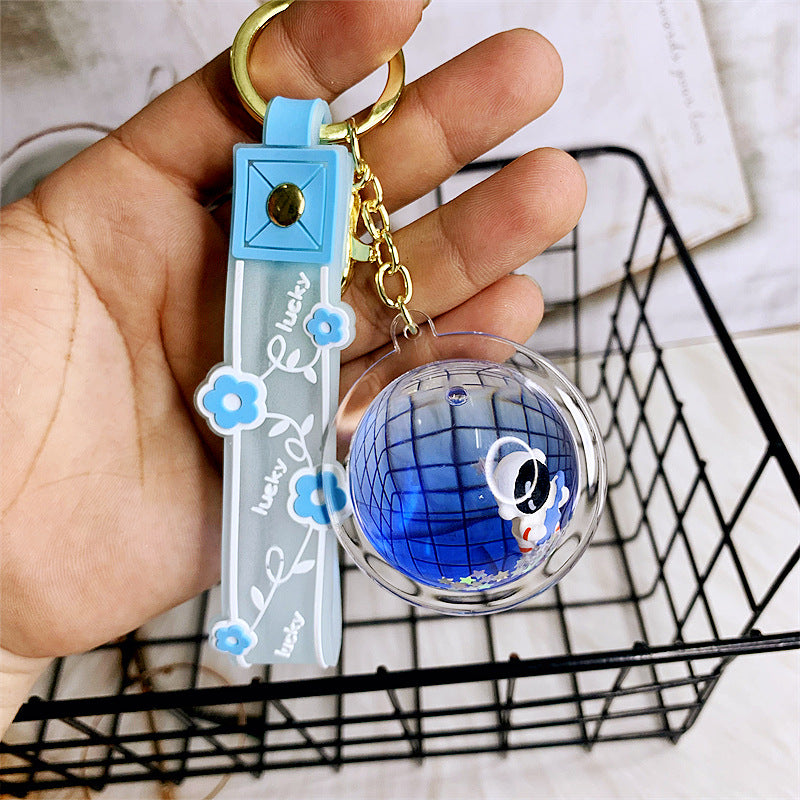 Wholesale Acrylic Oil-filled Floating Space Astronaut Creative Key Chain