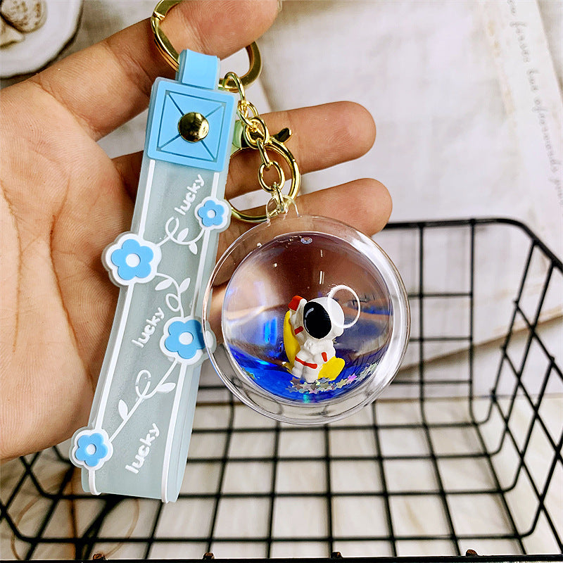 Wholesale Acrylic Oil-filled Floating Space Astronaut Creative Key Chain