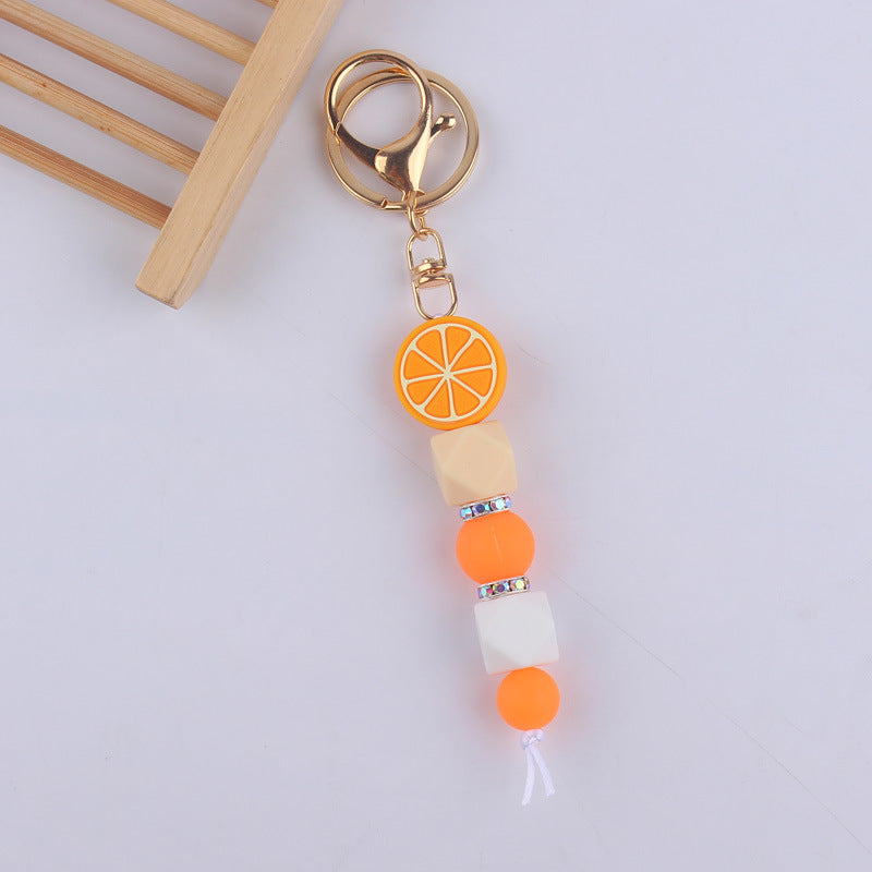 Llavero con cuentas de silicona de sandía de frutas al por mayor