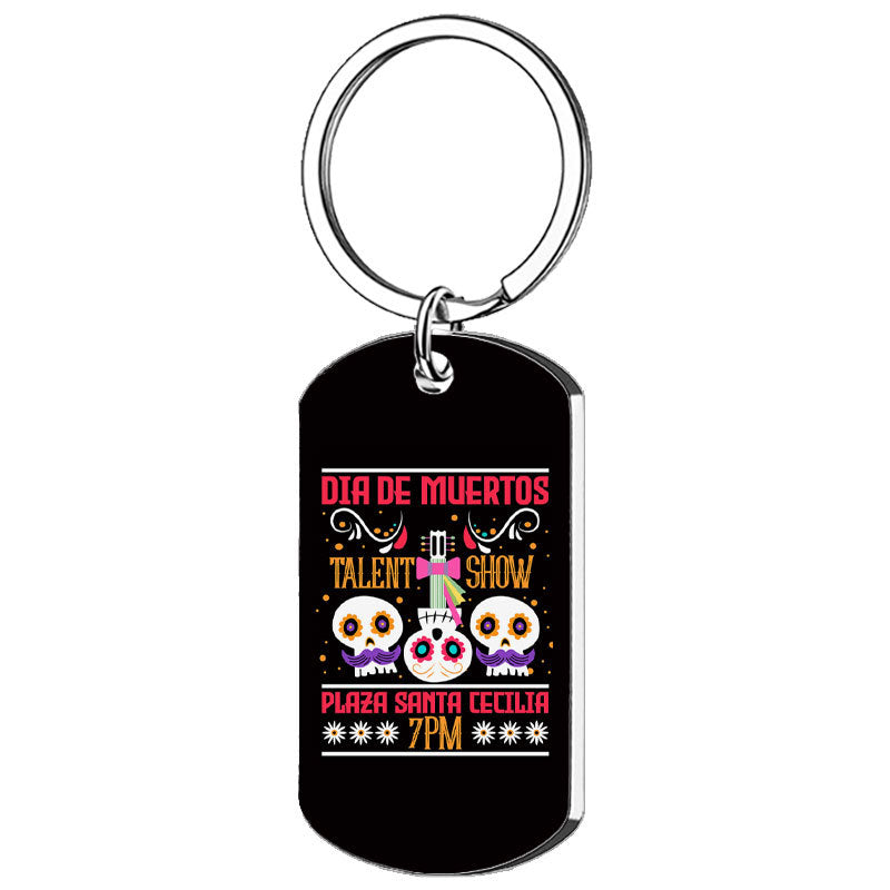 Wholesale New Mariachia Mexico Day of the Dead Stainless Steel Keychain