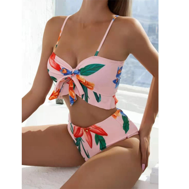Wholesale Sexy High Waist Two-piece Polyester Swimwear