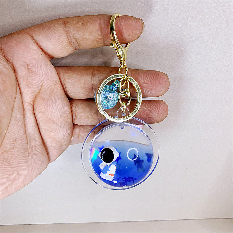 Wholesale Acrylic Oil-filled Floating Space Astronaut Creative Key Chain