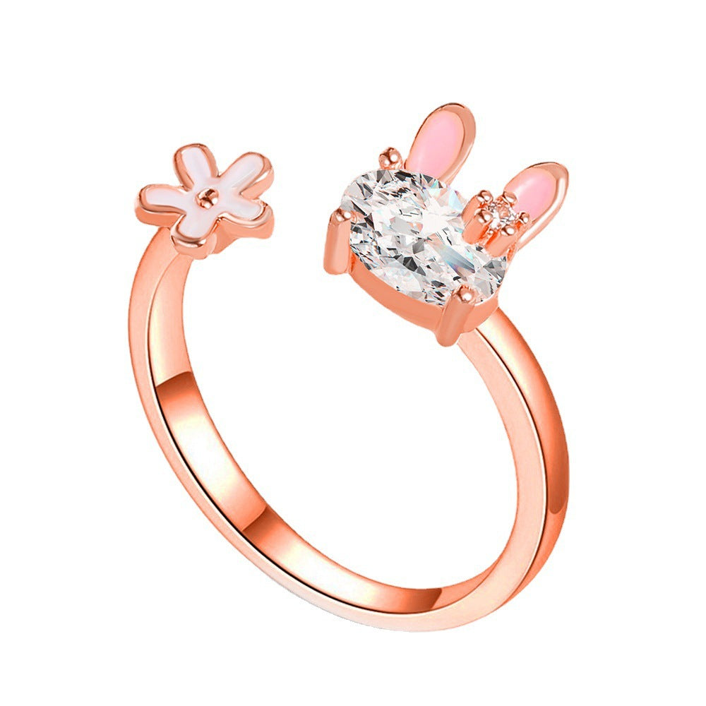 Wholesale Bunny Flower Easter Copper Rings