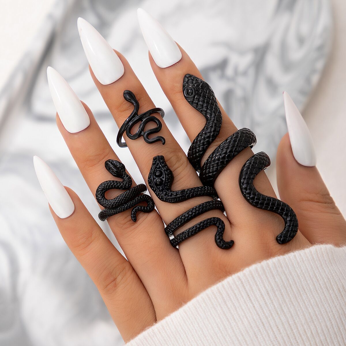 Wholesale Punk Snake Vintage Four-Piece Set Alloy Ring