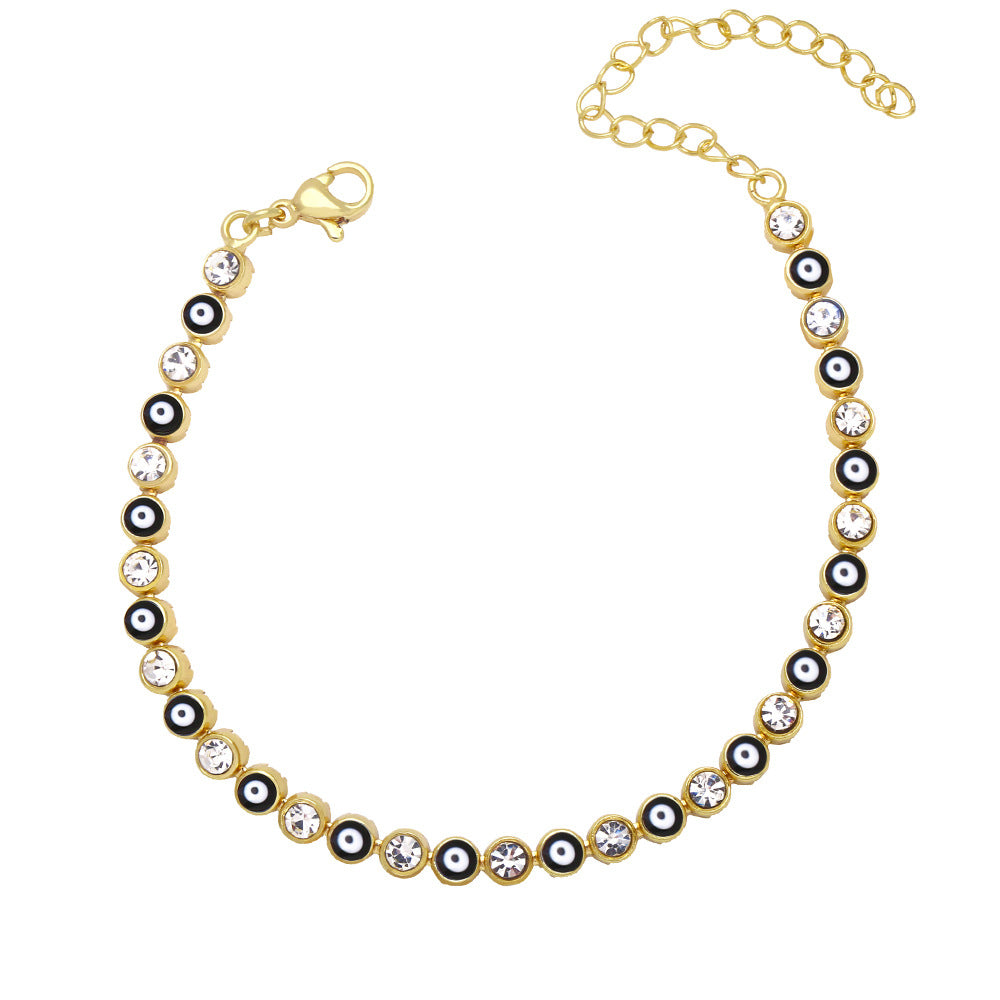 Pulsera de aleación de ojo de diablo de aceite de oro chapado en el ojo de goteo