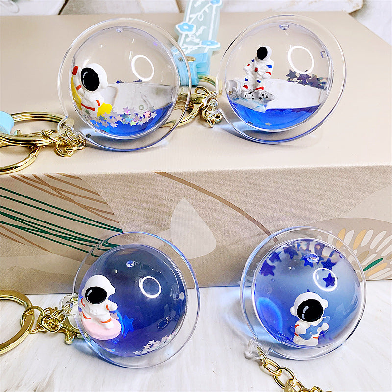Wholesale Acrylic Oil-filled Floating Space Astronaut Creative Key Chain