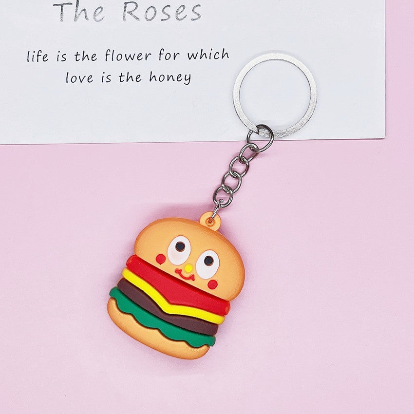Wholesale PVC Colorful Burger Simulation Food Creative Keychain