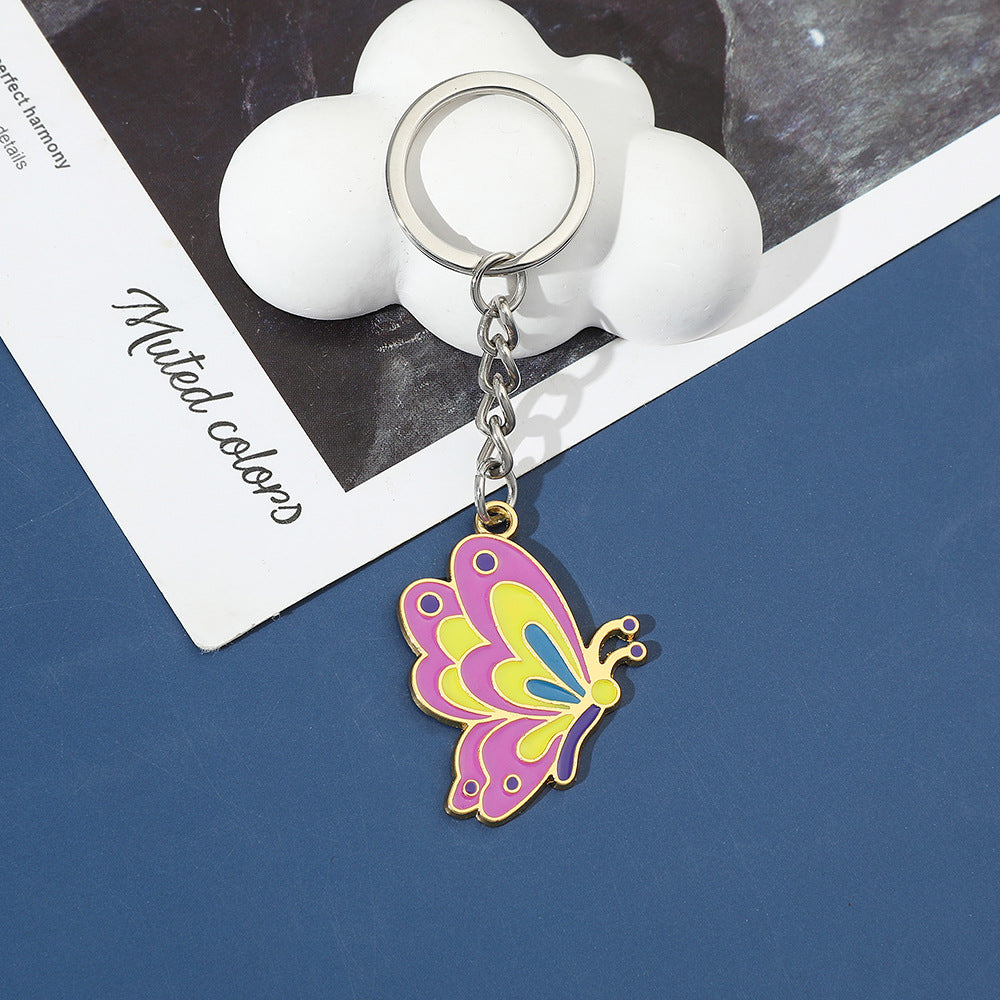 Wholesale Zinc Alloy Butterfly Oil Dripping Multicolor Keychain