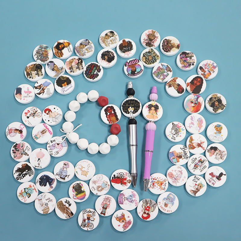 Wholesale Silicone Printed Pattern Beads