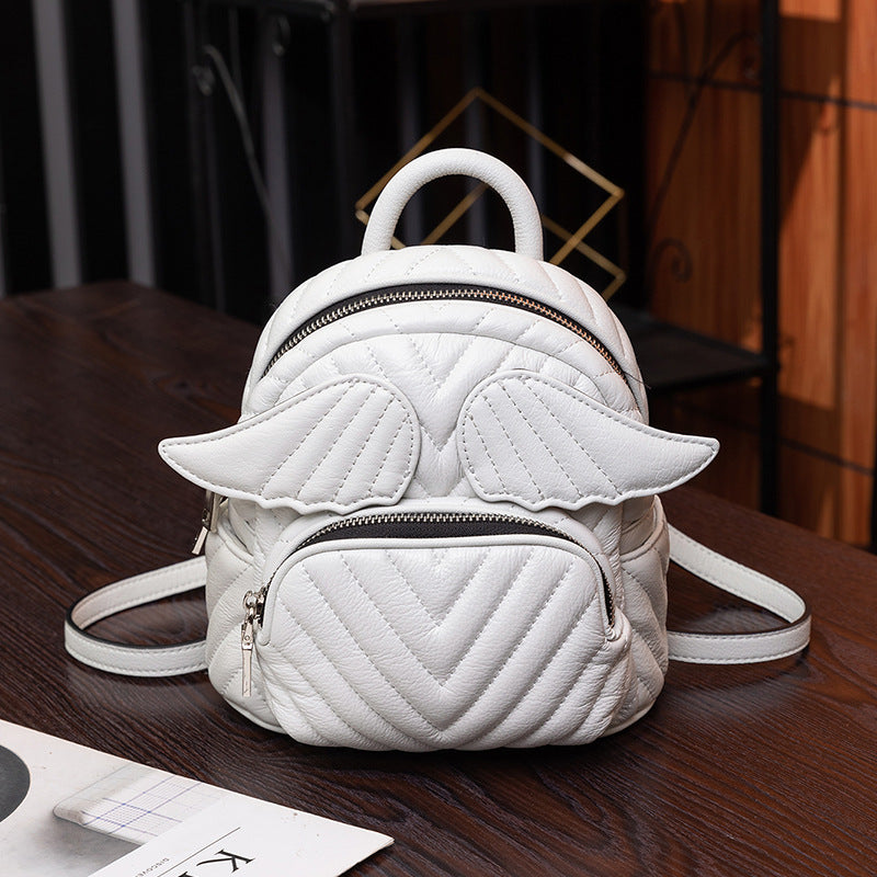 Wholesale PU Lozenge Embroidery Thread Ladies Backpack