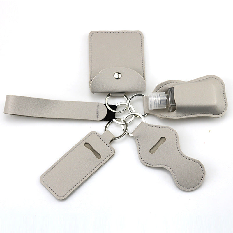 Wholesale PU Hand Sanitizer Bottle Leather Case Keychain