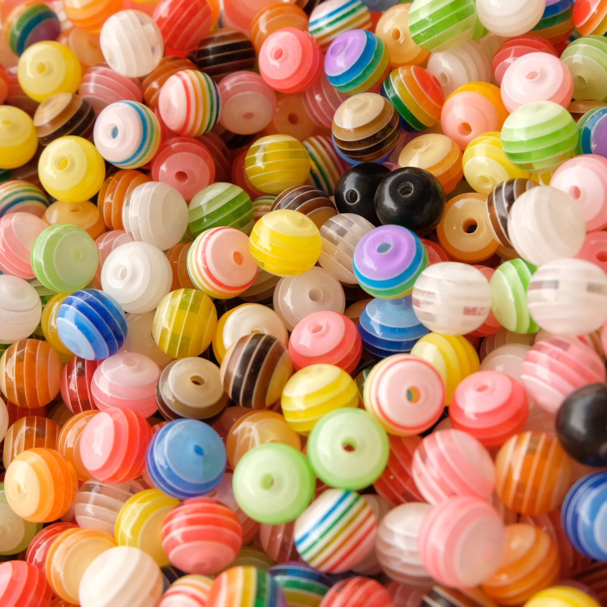 Wholesale 20PCS/Pack 12MM Color Stripe Resin DIY Jewelry Accessories Beads
