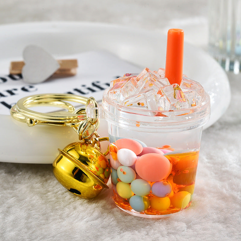 Llavero creativo al por mayor de la botella de la arena movediza de la taza del iceberg de acrílico