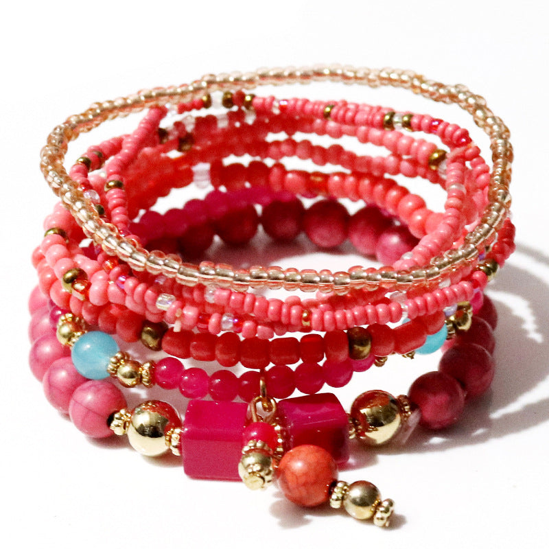 Wholesale Bohemian Turquoise Beads Layered Bracelet Set