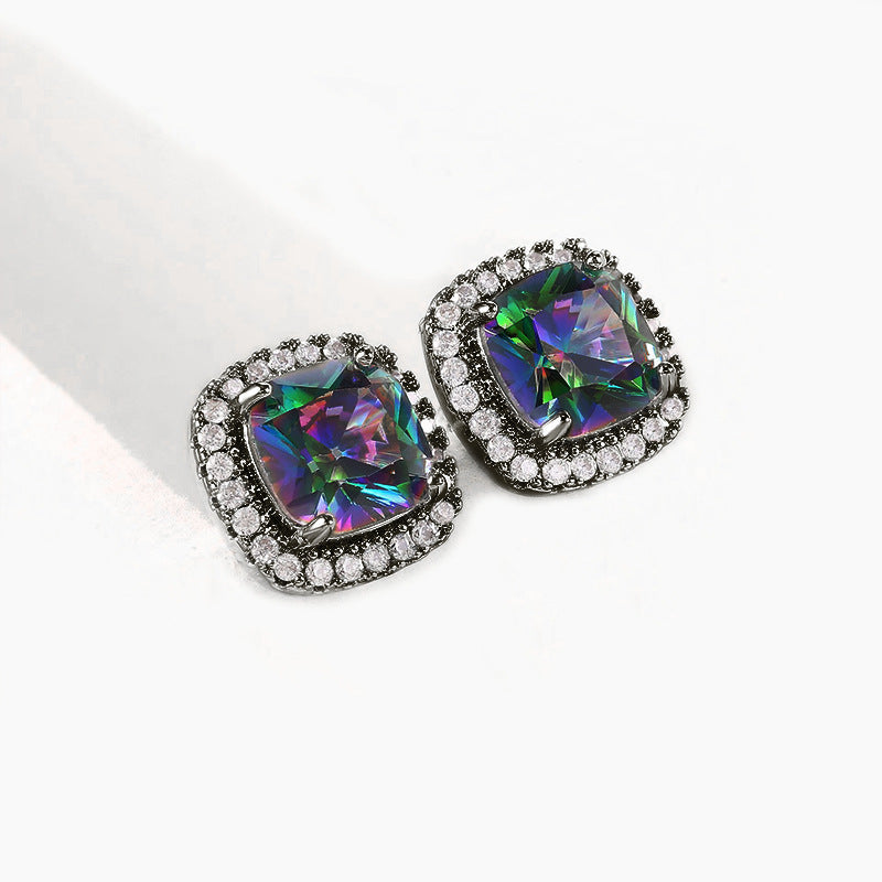 Aretes De Aleación De Cuatro Puntas De Diamantes De Colores al por mayor