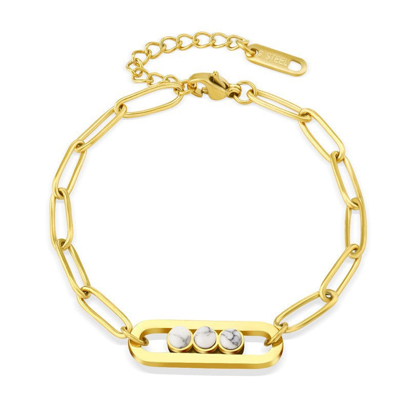 Wholesale Natural Stone All-around Titanium Steel Bracelet