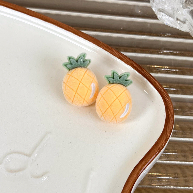 Wholesale Flocked Fruit Stud Earrings