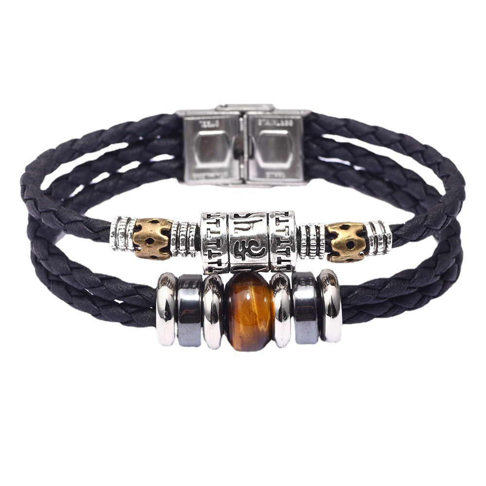 Wholesale Stainless Steel Turquoise Leather Bracelet